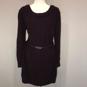 Moda International burgundy sweater dress w/ belt